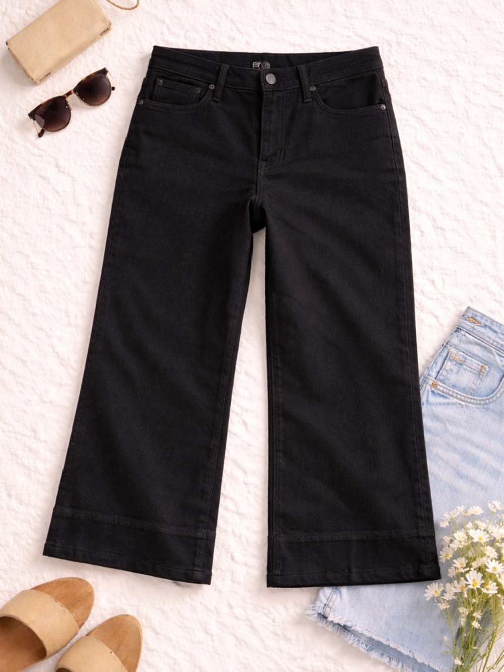 J.Crew Black Mid-Rise Flare Crop Jeans Size 28 Sustainable Line